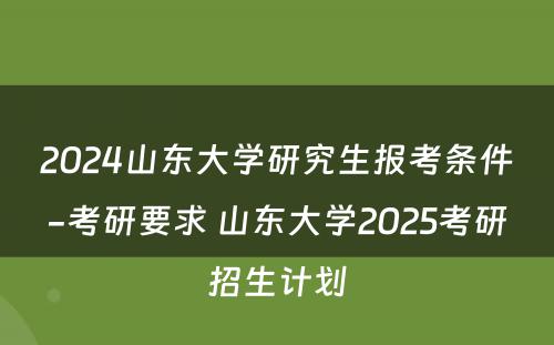 2024山东大学研究生报考条件-考研要求 山东大学2025考研招生计划