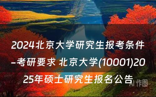 2024北京大学研究生报考条件-考研要求 北京大学(10001)2025年硕士研究生报名公告