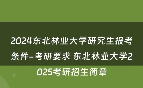 2024东北林业大学研究生报考条件-考研要求 东北林业大学2025考研招生简章