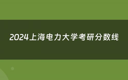 2024上海电力大学考研分数线 