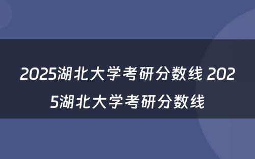 2025湖北大学考研分数线 2025湖北大学考研分数线