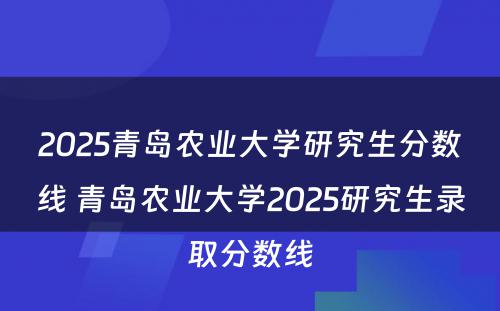 2025青岛农业大学研究生分数线 青岛农业大学2025研究生录取分数线