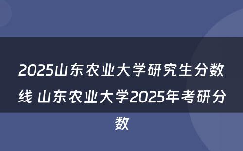 2025山东农业大学研究生分数线 山东农业大学2025年考研分数