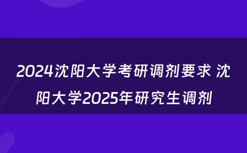 2024沈阳大学考研调剂要求 沈阳大学2025年研究生调剂