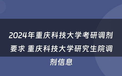 2024年重庆科技大学考研调剂要求 重庆科技大学研究生院调剂信息