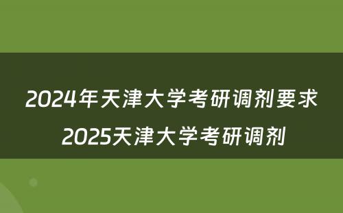 2024年天津大学考研调剂要求 2025天津大学考研调剂