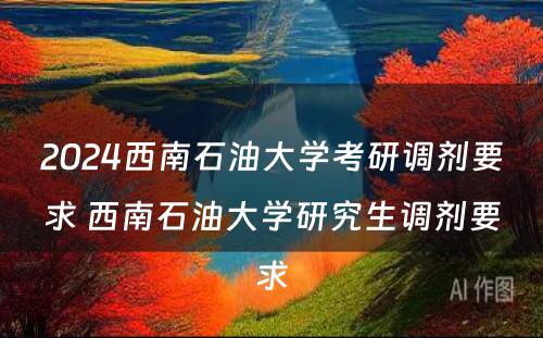 2024西南石油大学考研调剂要求 西南石油大学研究生调剂要求