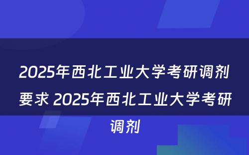 2025年西北工业大学考研调剂要求 2025年西北工业大学考研调剂