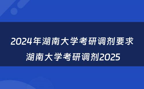 2024年湖南大学考研调剂要求 湖南大学考研调剂2025