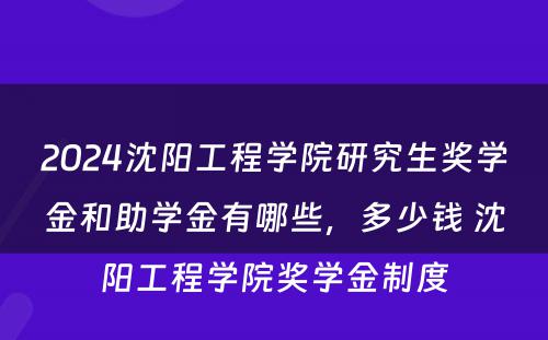 2024沈阳工程学院研究生奖学金和助学金有哪些，多少钱 沈阳工程学院奖学金制度