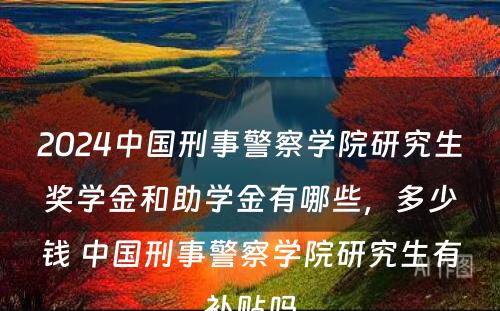 2024中国刑事警察学院研究生奖学金和助学金有哪些，多少钱 中国刑事警察学院研究生有补贴吗