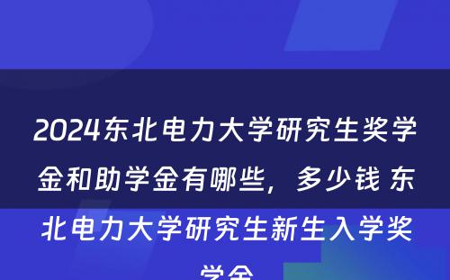 2024东北电力大学研究生奖学金和助学金有哪些，多少钱 东北电力大学研究生新生入学奖学金
