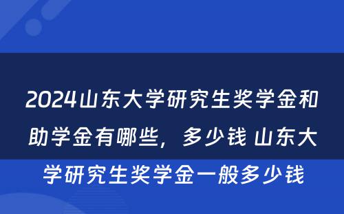 2024山东大学研究生奖学金和助学金有哪些，多少钱 山东大学研究生奖学金一般多少钱