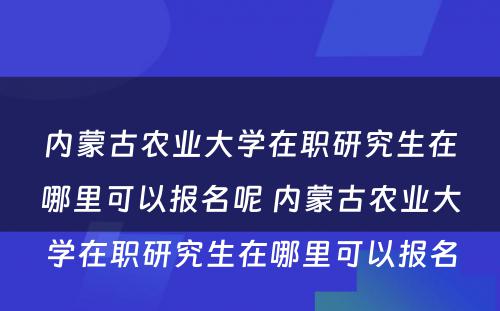 内蒙古农业大学在职研究生在哪里可以报名呢 内蒙古农业大学在职研究生在哪里可以报名