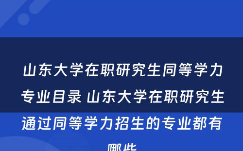 山东大学在职研究生同等学力专业目录 山东大学在职研究生通过同等学力招生的专业都有哪些