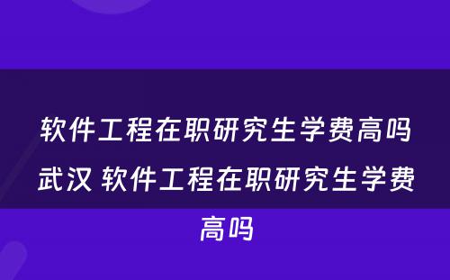 软件工程在职研究生学费高吗武汉 软件工程在职研究生学费高吗