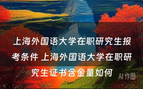 上海外国语大学在职研究生报考条件 上海外国语大学在职研究生证书含金量如何