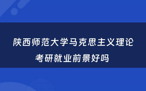 陕西师范大学马克思主义理论考研就业前景好吗 