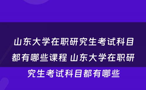 山东大学在职研究生考试科目都有哪些课程 山东大学在职研究生考试科目都有哪些