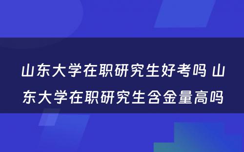 山东大学在职研究生好考吗 山东大学在职研究生含金量高吗