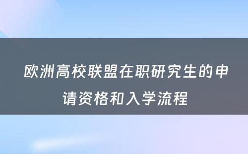  欧洲高校联盟在职研究生的申请资格和入学流程