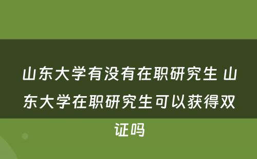 山东大学有没有在职研究生 山东大学在职研究生可以获得双证吗