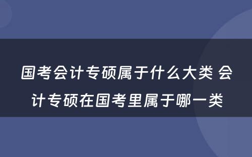 国考会计专硕属于什么大类 会计专硕在国考里属于哪一类