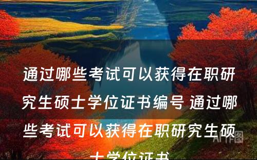 通过哪些考试可以获得在职研究生硕士学位证书编号 通过哪些考试可以获得在职研究生硕士学位证书