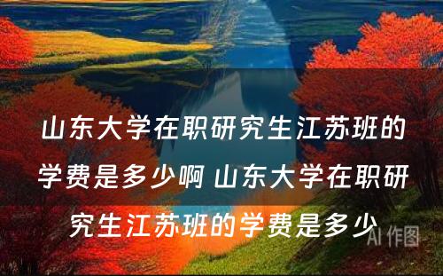 山东大学在职研究生江苏班的学费是多少啊 山东大学在职研究生江苏班的学费是多少