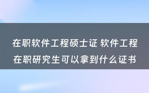 在职软件工程硕士证 软件工程在职研究生可以拿到什么证书