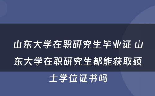 山东大学在职研究生毕业证 山东大学在职研究生都能获取硕士学位证书吗