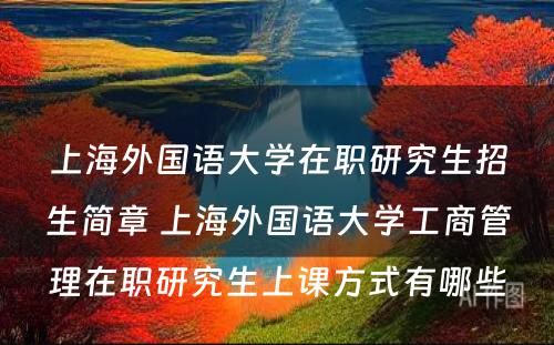 上海外国语大学在职研究生招生简章 上海外国语大学工商管理在职研究生上课方式有哪些
