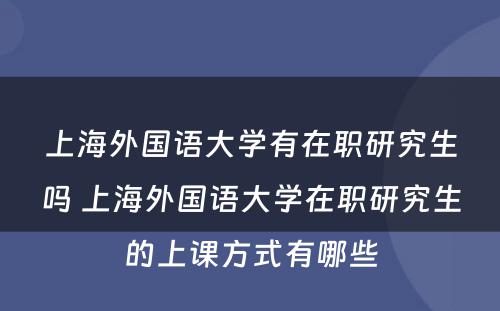 上海外国语大学有在职研究生吗 上海外国语大学在职研究生的上课方式有哪些