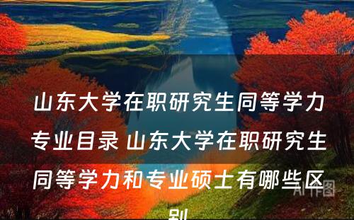 山东大学在职研究生同等学力专业目录 山东大学在职研究生同等学力和专业硕士有哪些区别