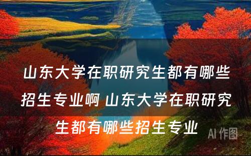 山东大学在职研究生都有哪些招生专业啊 山东大学在职研究生都有哪些招生专业