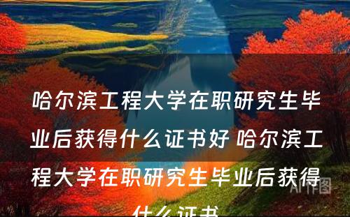 哈尔滨工程大学在职研究生毕业后获得什么证书好 哈尔滨工程大学在职研究生毕业后获得什么证书