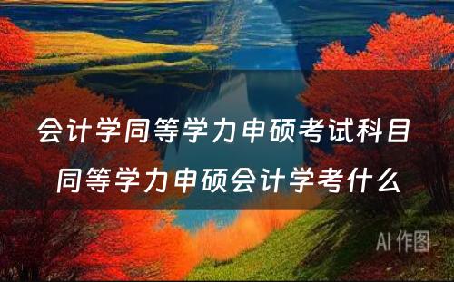 会计学同等学力申硕考试科目 同等学力申硕会计学考什么