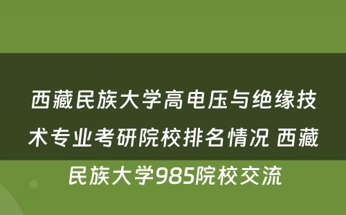 西藏民族大学高电压与绝缘技术专业考研院校排名情况 西藏民族大学985院校交流