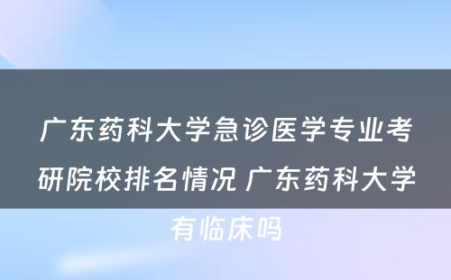 广东药科大学急诊医学专业考研院校排名情况 广东药科大学有临床吗