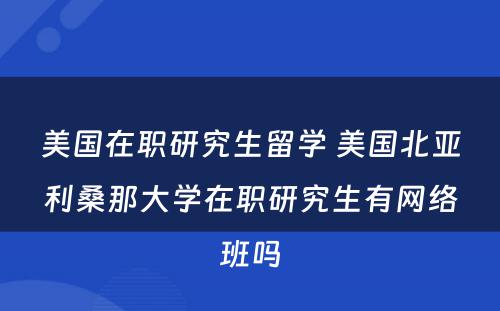 美国在职研究生留学 美国北亚利桑那大学在职研究生有网络班吗