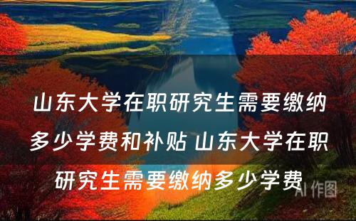 山东大学在职研究生需要缴纳多少学费和补贴 山东大学在职研究生需要缴纳多少学费