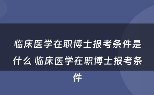 临床医学在职博士报考条件是什么 临床医学在职博士报考条件