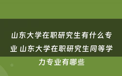 山东大学在职研究生有什么专业 山东大学在职研究生同等学力专业有哪些