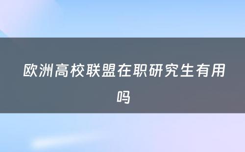  欧洲高校联盟在职研究生有用吗