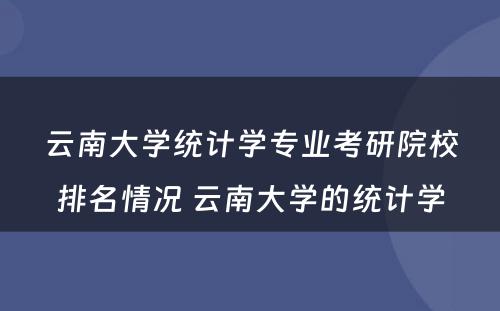 云南大学统计学专业考研院校排名情况 云南大学的统计学