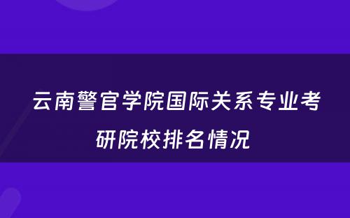云南警官学院国际关系专业考研院校排名情况 