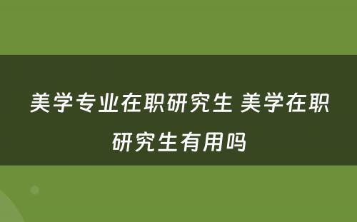 美学专业在职研究生 美学在职研究生有用吗