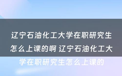 辽宁石油化工大学在职研究生怎么上课的啊 辽宁石油化工大学在职研究生怎么上课的