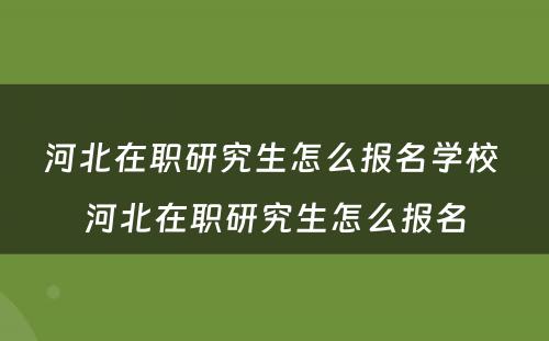 河北在职研究生怎么报名学校 河北在职研究生怎么报名