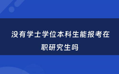  没有学士学位本科生能报考在职研究生吗